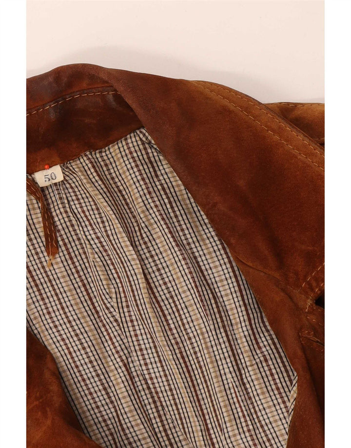 Vintage Mens Suede Jacket IT 50 Large Beige