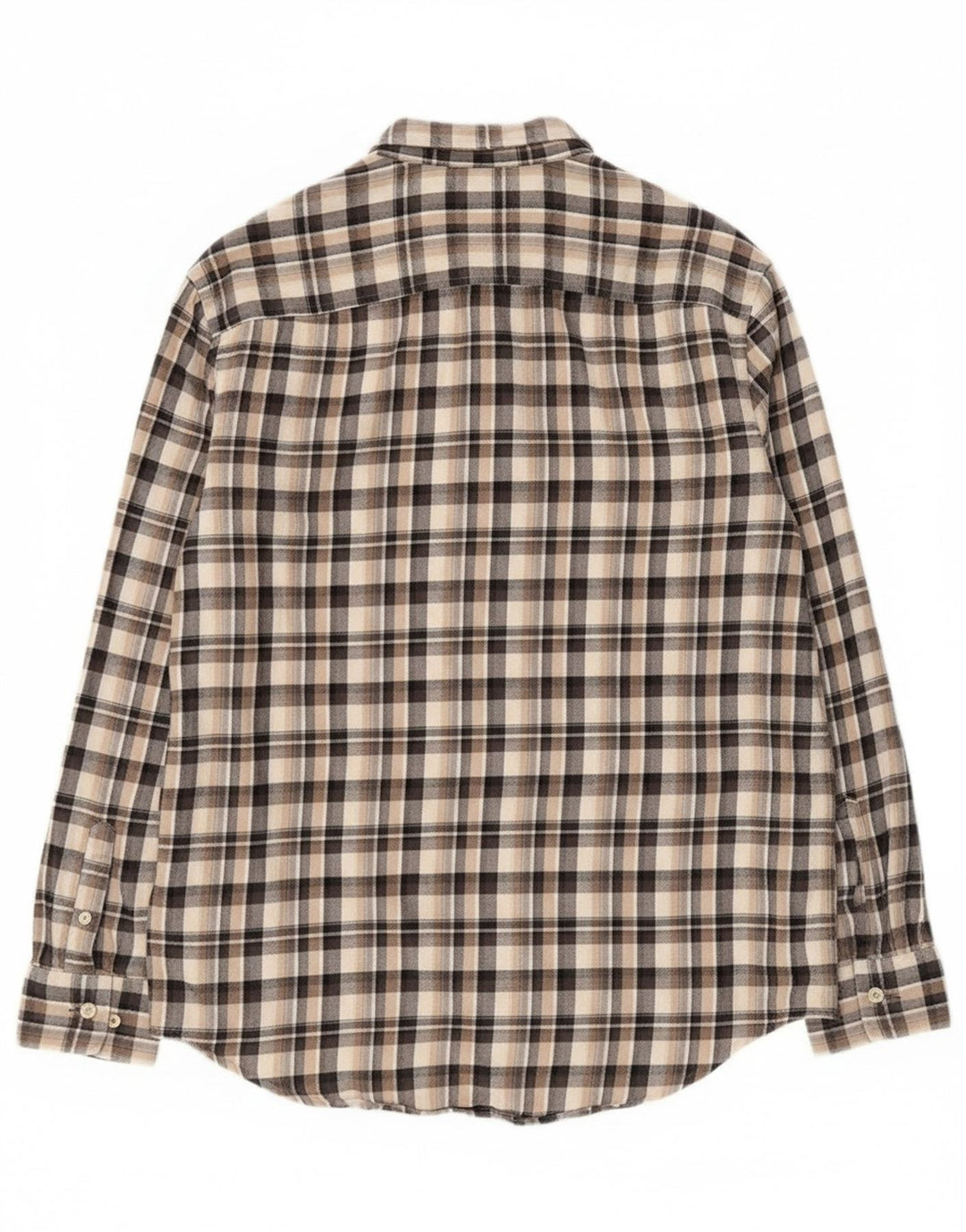 Calvin Klein Mens Flannel Shirt Medium Beige Check Cotton
