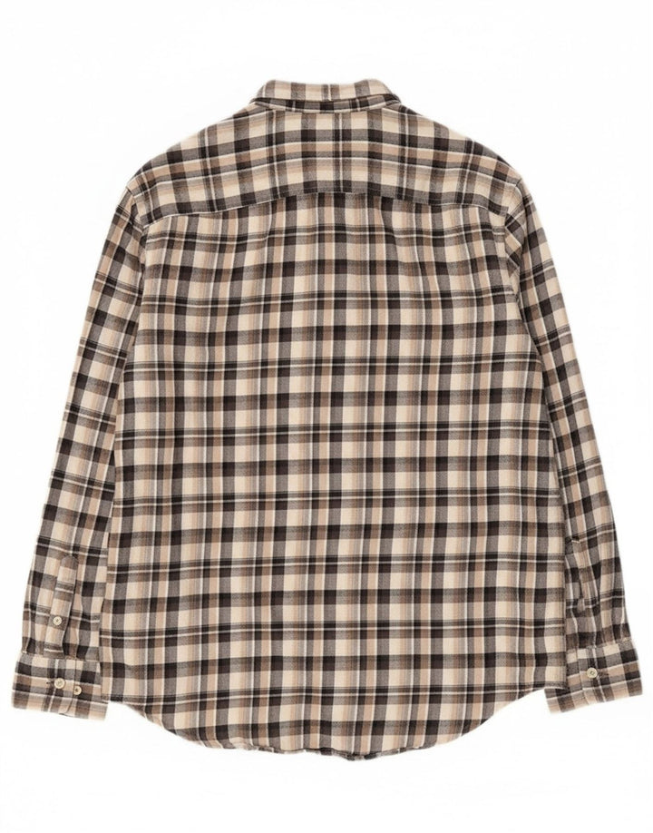 Calvin Klein Mens Flannel Shirt Medium Beige Check Cotton