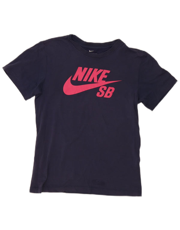 Nike Womens Dri Fit Graphic T-Shirt Top Small Navy Blue Cotton