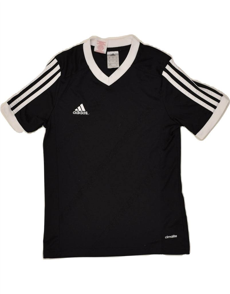 ADIDAS Boys T-Shirt Top 11-12 Years Large Black Polyester | Vintage Adidas | Thrift | Second-Hand Adidas | Used Clothing | Messina Hembry 