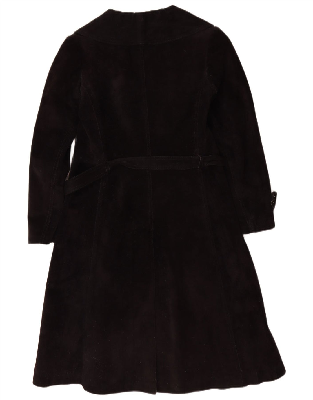 Vintage Womens Shearling Coat UK 10 Small Black Leather