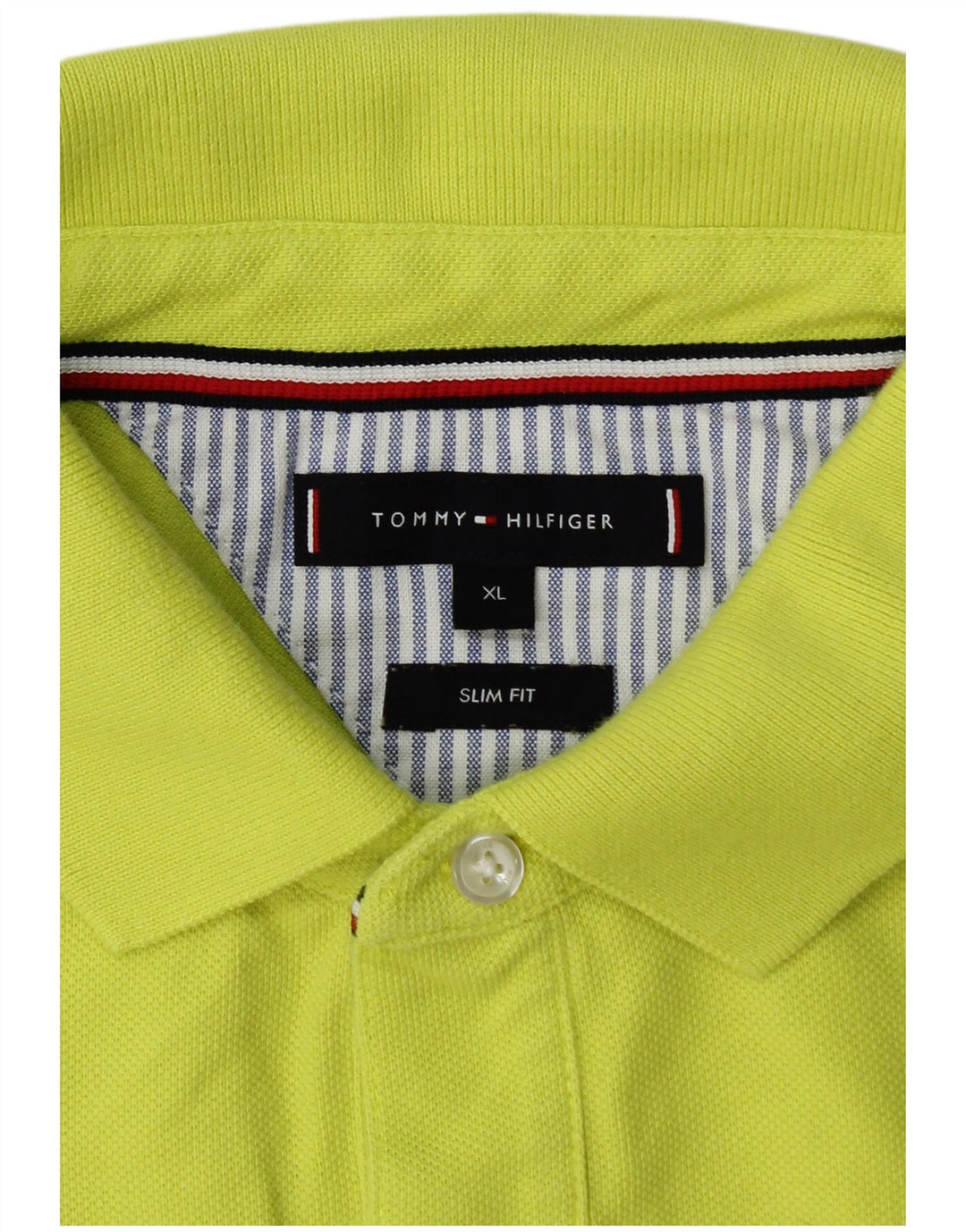 TOMMY HILFIGER Mens Slim Fit Polo Shirt XL Yellow Cotton