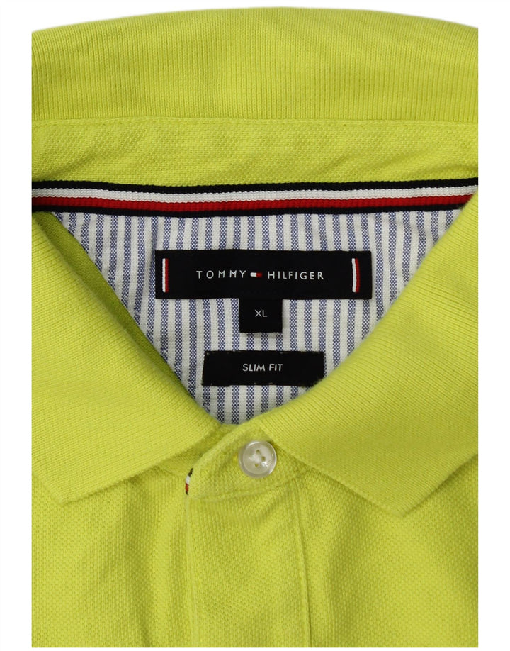 TOMMY HILFIGER Mens Slim Fit Polo Shirt XL Yellow Cotton