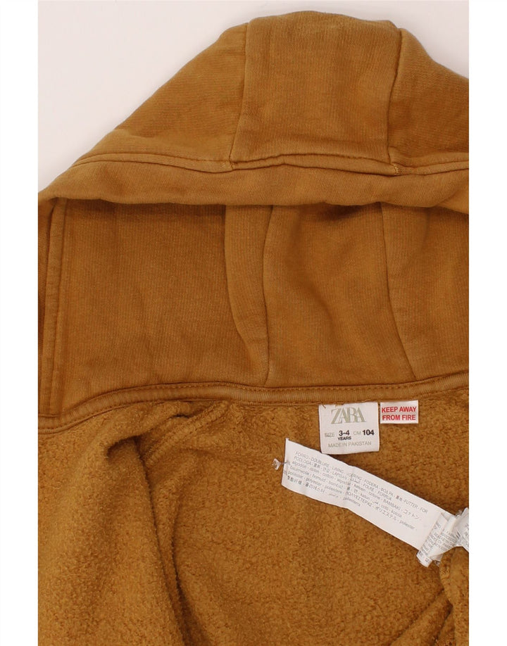ZARA Boys Zip Hoodie Sweater 3-4 Years Brown Cotton