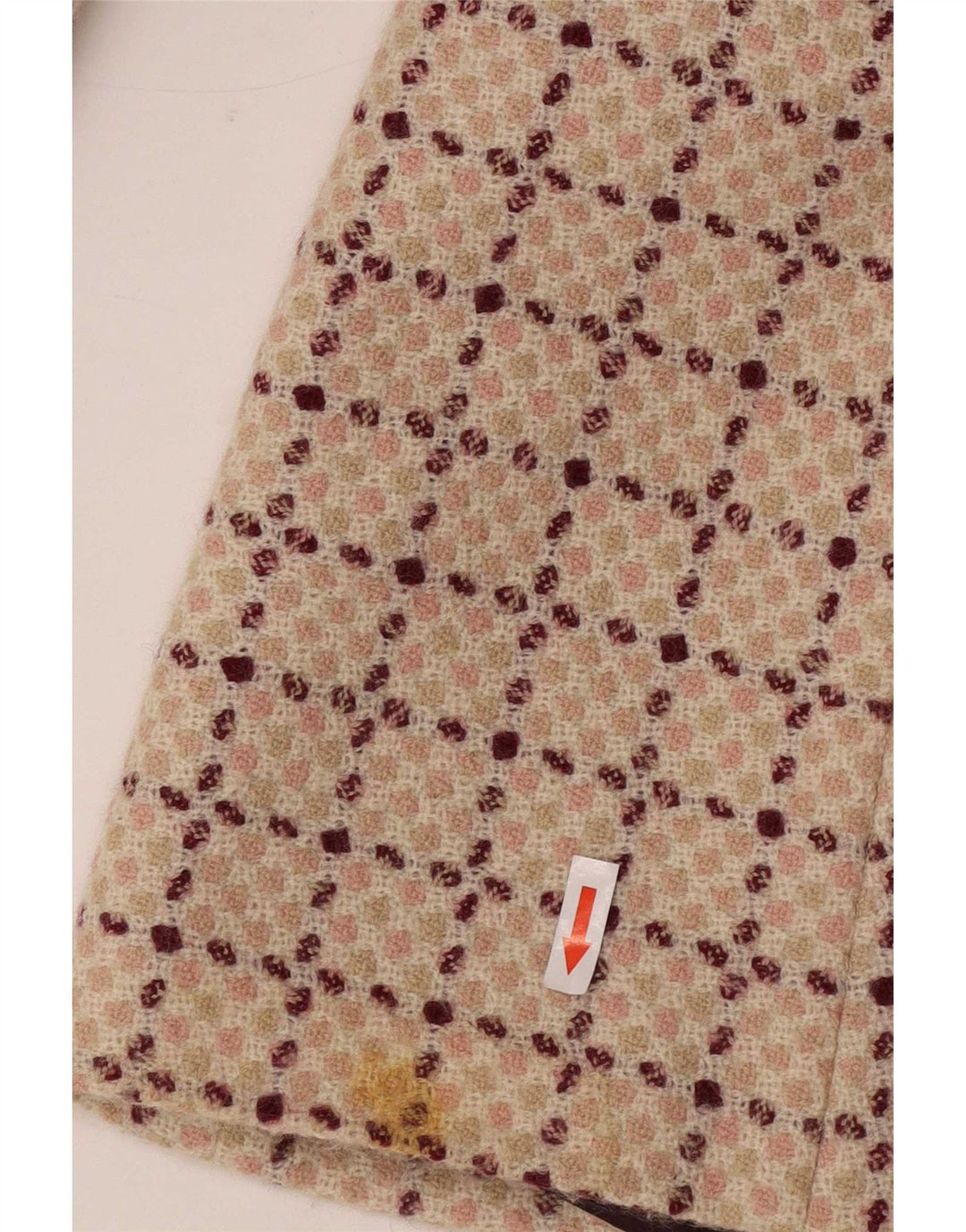 Benetton Womens Double Breasted Coat IT 42 Medium Beige Check Wool