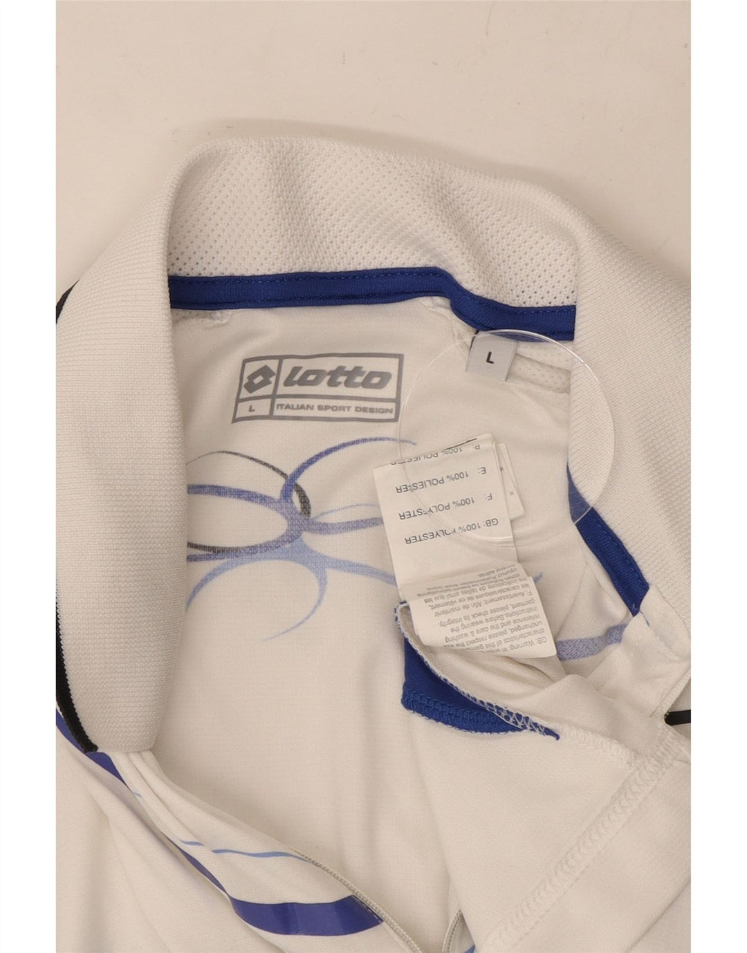 LOTTO Mens Graphic Polo Shirt Large White Colourblock Polyester