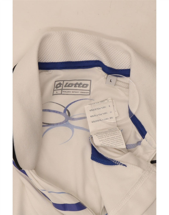 LOTTO Mens Graphic Polo Shirt Large White Colourblock Polyester