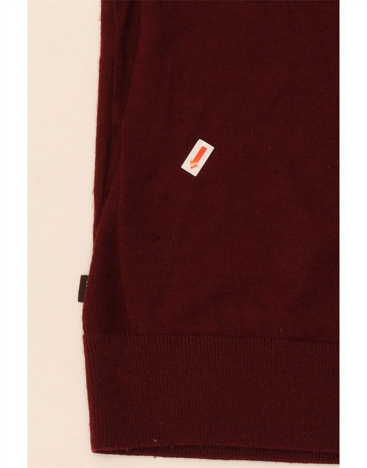 MICHAEL KORS Mens Crew Neck Jumper Sweater Large Burgundy Wool