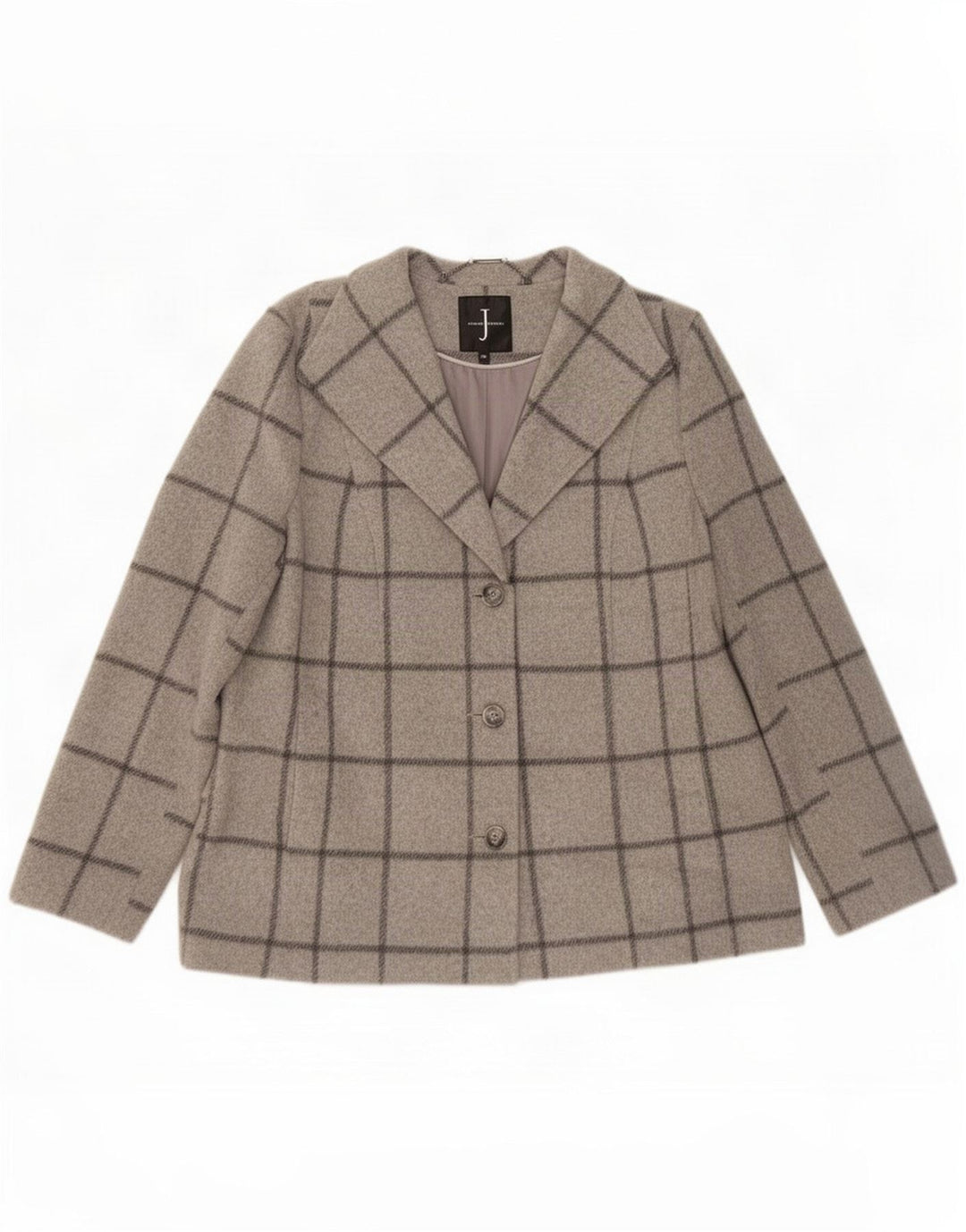 Jasper Conran Womens 3 Button Blazer Jacket UK 16 Large Grey Check Wool