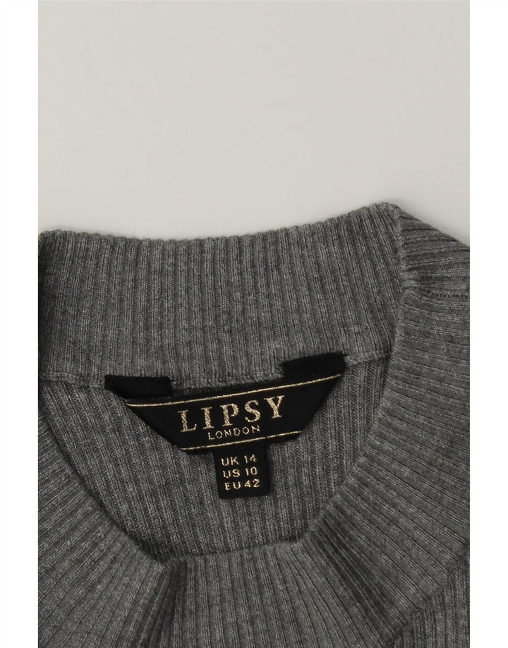 Lipsy Womens Jumper Dress UK 14 Medium Grey Viscose