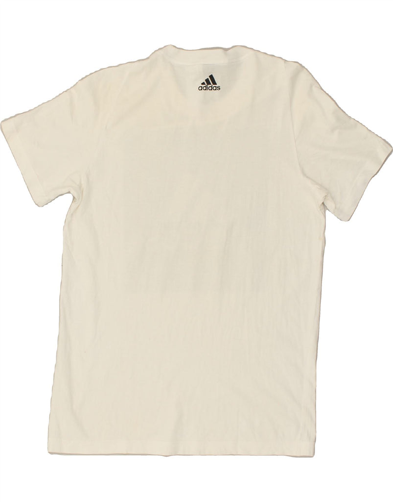 ADIDAS Mens Graphic T-Shirt Top Medium Off White Cotton | Vintage Adidas | Thrift | Second-Hand Adidas | Used Clothing | Messina Hembry 