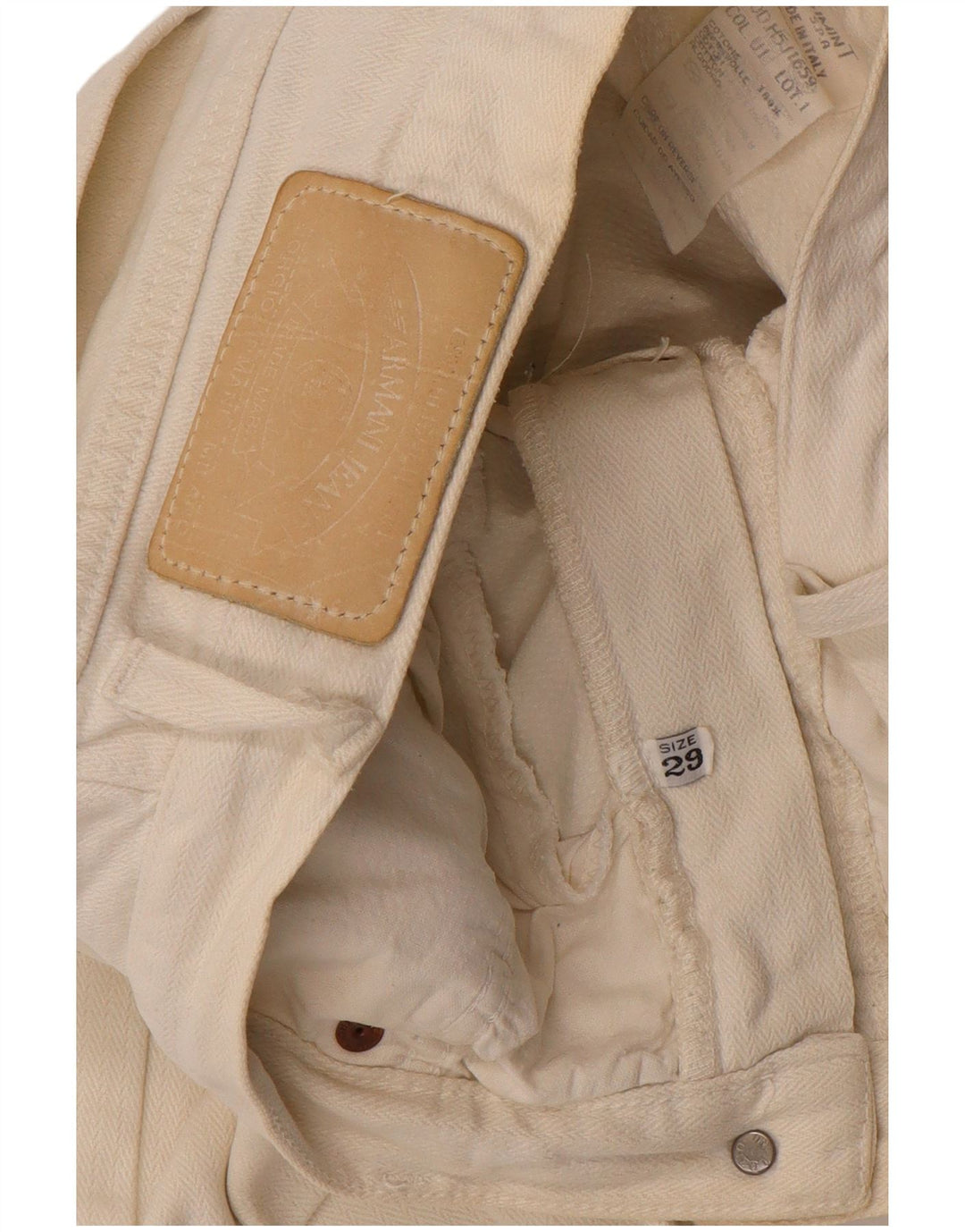ARMANI Mens Straight Casual Trousers W29 L28 White Cotton