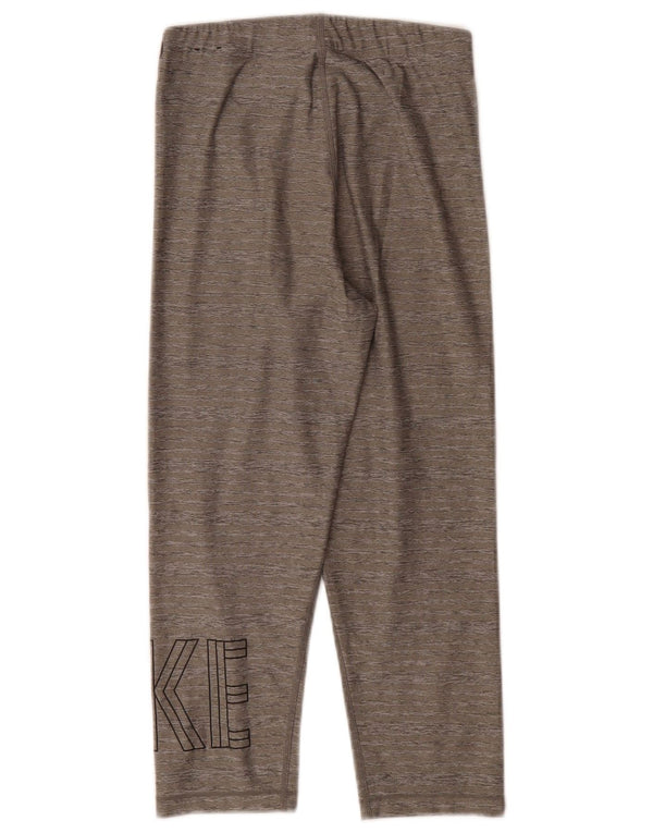 Nike Womens Dri Fit Graphic Capri Leggings UK 10 Small Grey Flecked