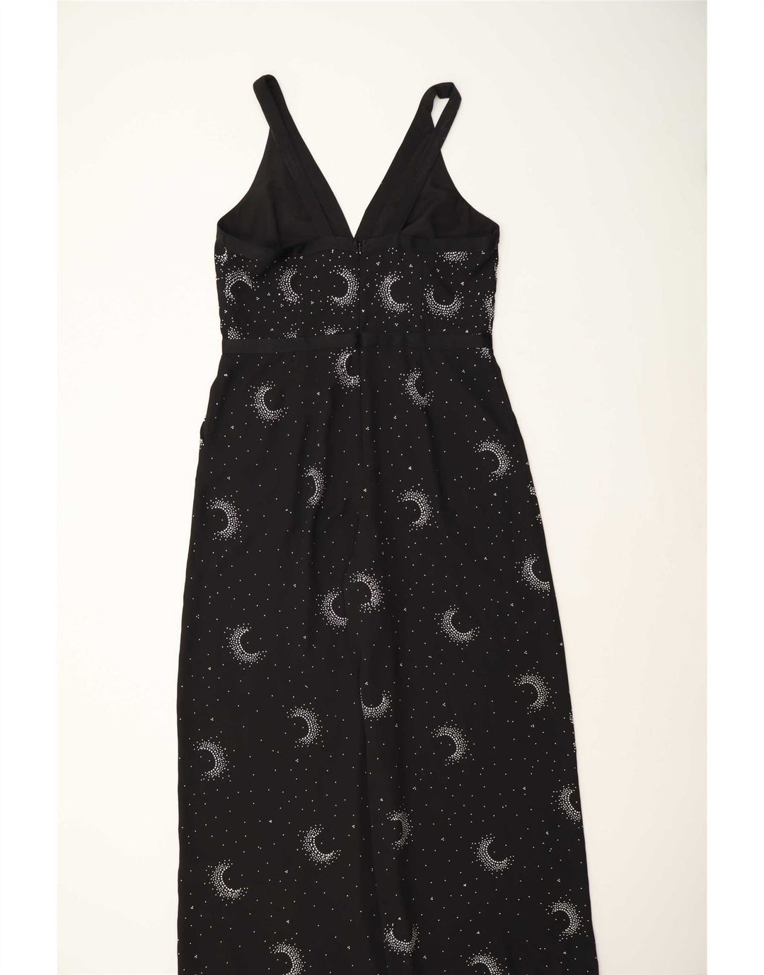 Monsoon Womens Sleeveless Jumpsuit UK 16 Large Black Spotted Polyester