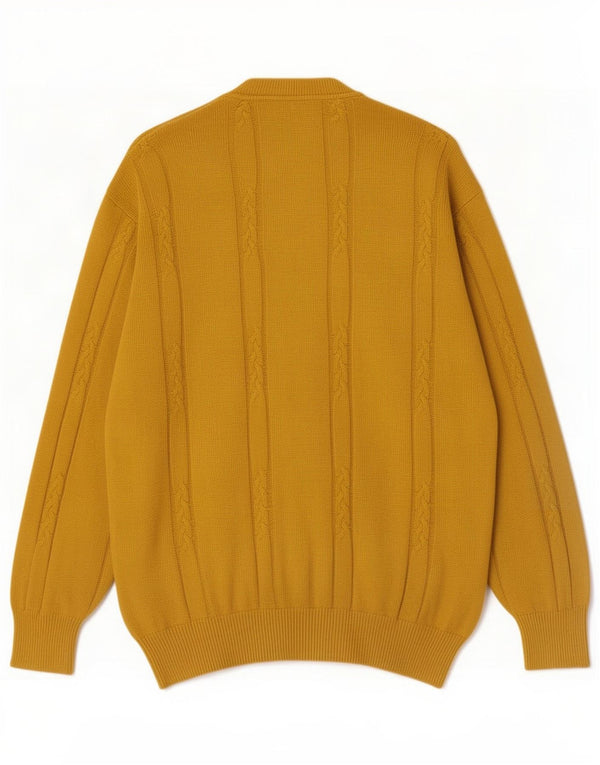 Malagrida Mens Cardigan Sweater Medium Yellow Cotton