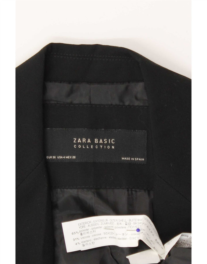 Zara Womens 1 Button Blazer Jacket EU 36 XS Black Polyester