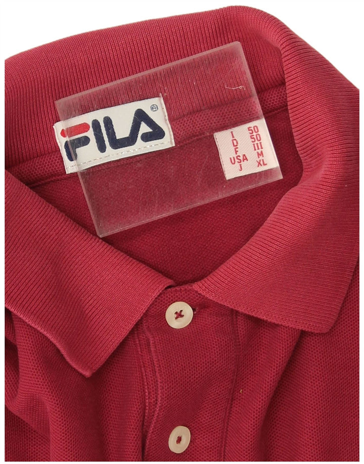 Fila Mens Polo Shirt IT 50 Medium Red Cotton