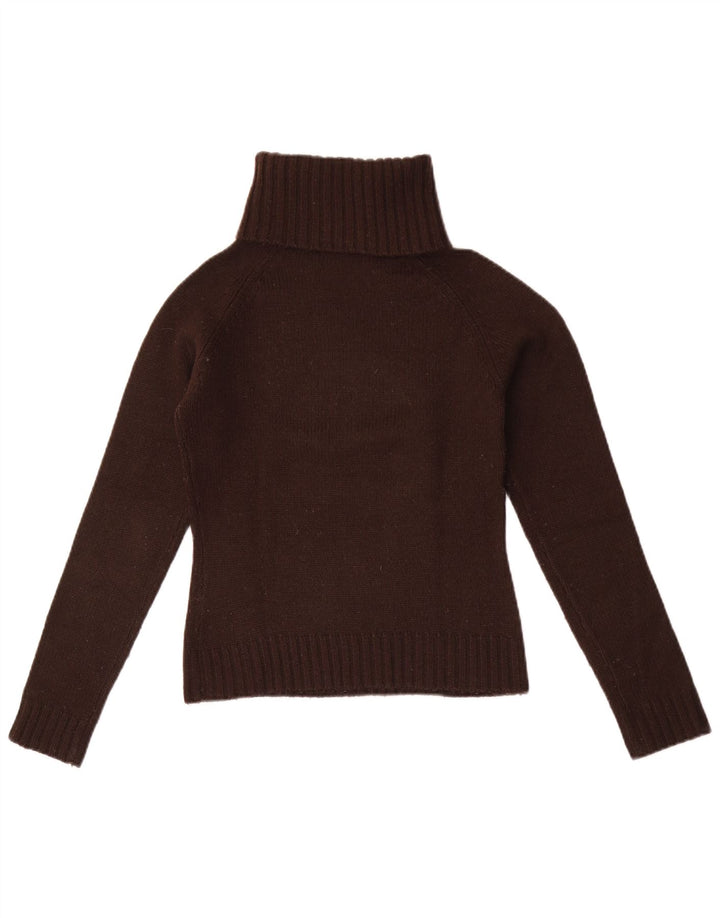 Zara Womens Roll Neck Jumper Sweater UK 10 Small Brown Acrylic