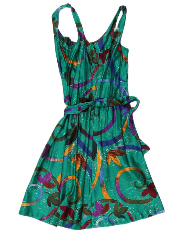Vintage Womens Sleeveless A-Line Dress UK 10 Small Green