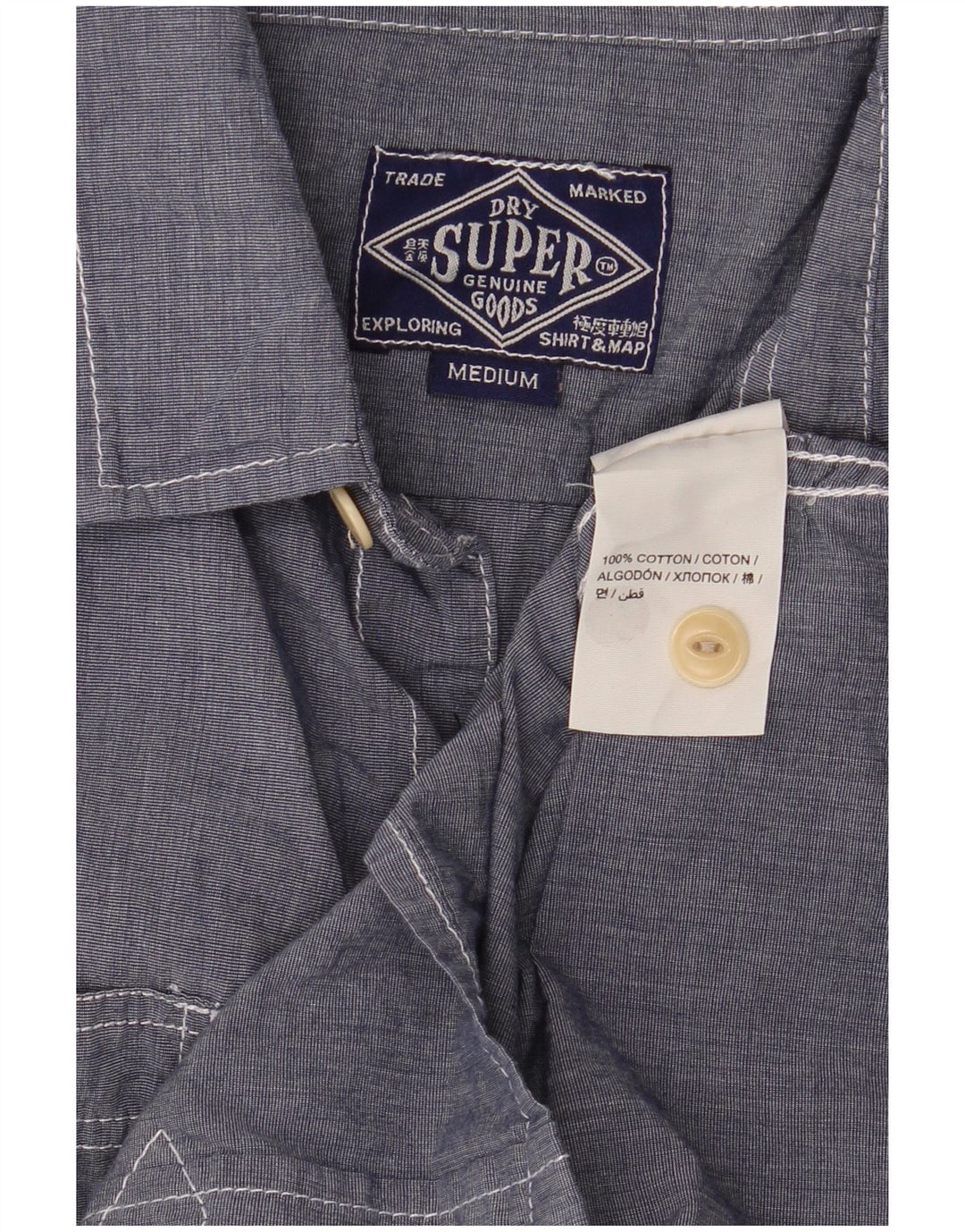 Superdry Mens Shirt Medium Blue Cotton