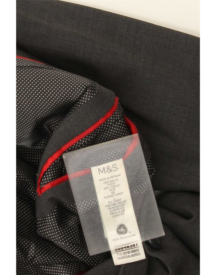 Marks & Spencer Mens 2 Button Blazer Jacket UK 40 Medium Grey Wool