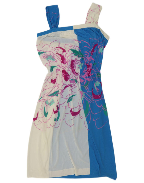 Vintage Womens Sleeveless Sundress UK 14 Medium White Floral
