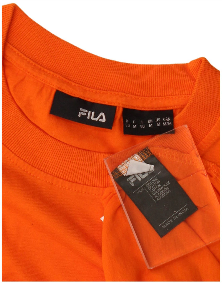 FILA Mens Graphic T-Shirt Top Medium Orange Cotton