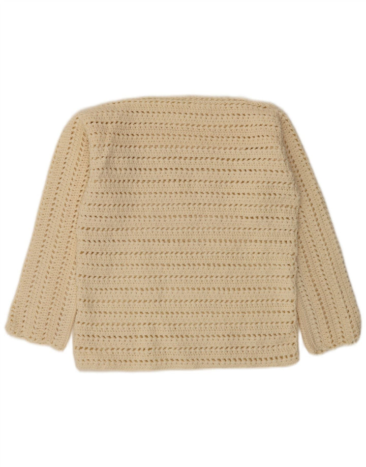 Vintage Womens Boat Neck Jumper Sweater UK 14 Medium Off White