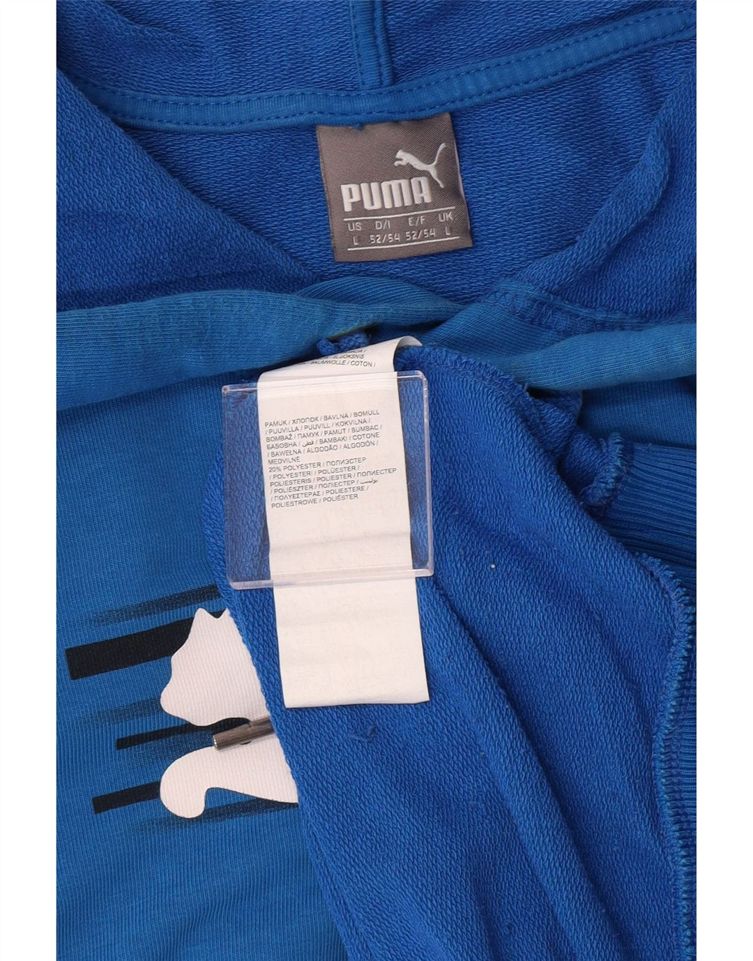 PUMA Mens Graphic Hoodie Jumper Large Blue Cotton