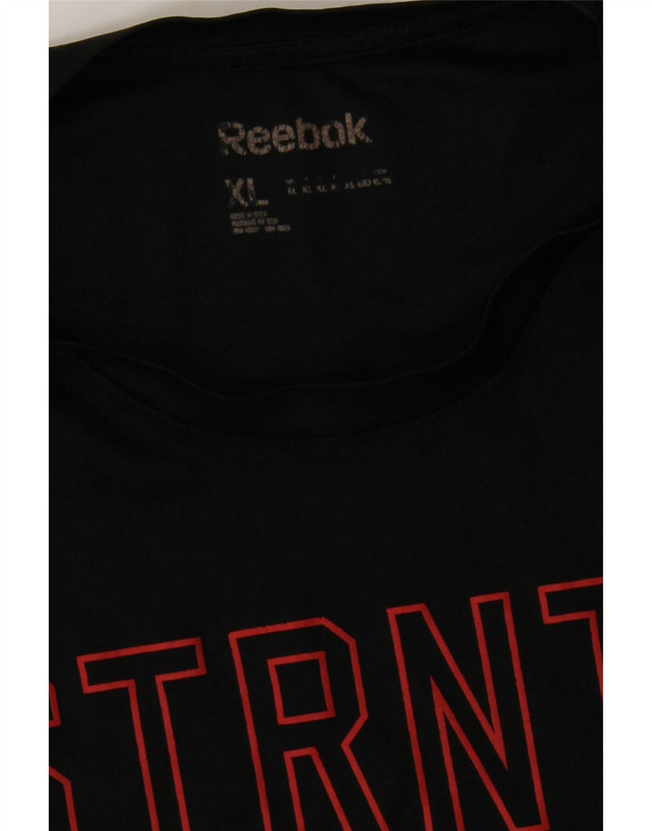 REEBOK Mens Graphic Vest Top XL Black Polyester Vintage Reebok and Second-Hand Reebok from Messina Hembry 