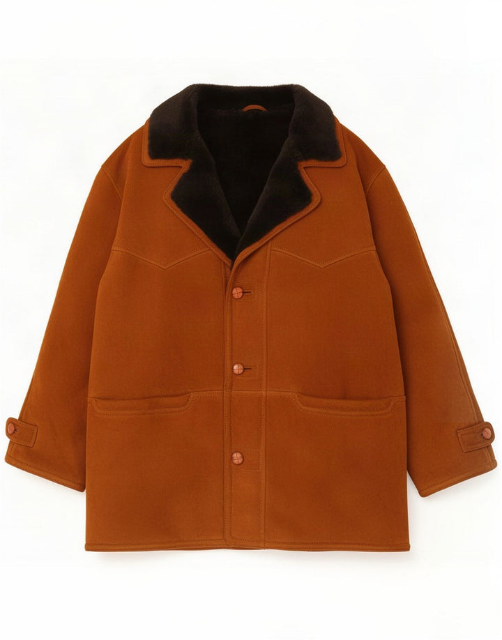 Vintage Mens Shearling Overcoat UK 42 XL Brown