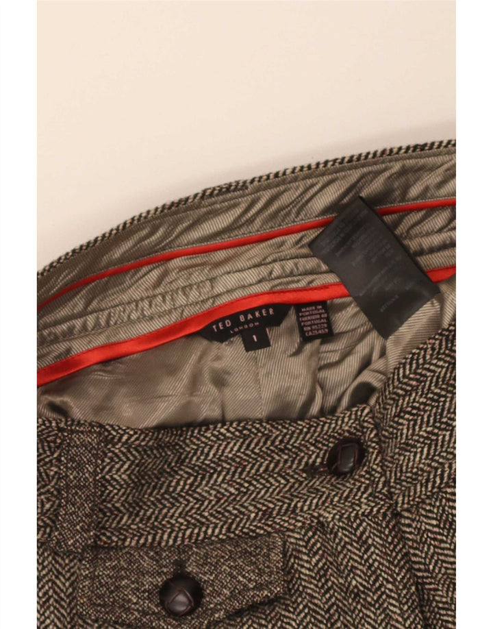 Ted Baker Womens Bermuda Shorts Size 1 XS W30 Brown Herringbone Classic