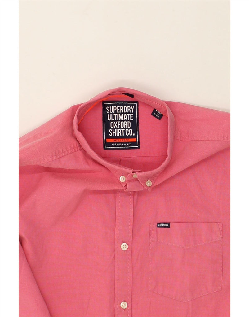 SUPERDRY Mens Regular Fit Shirt Large Pink Cotton | Vintage Superdry | Thrift | Second-Hand Superdry | Used Clothing | Messina Hembry 