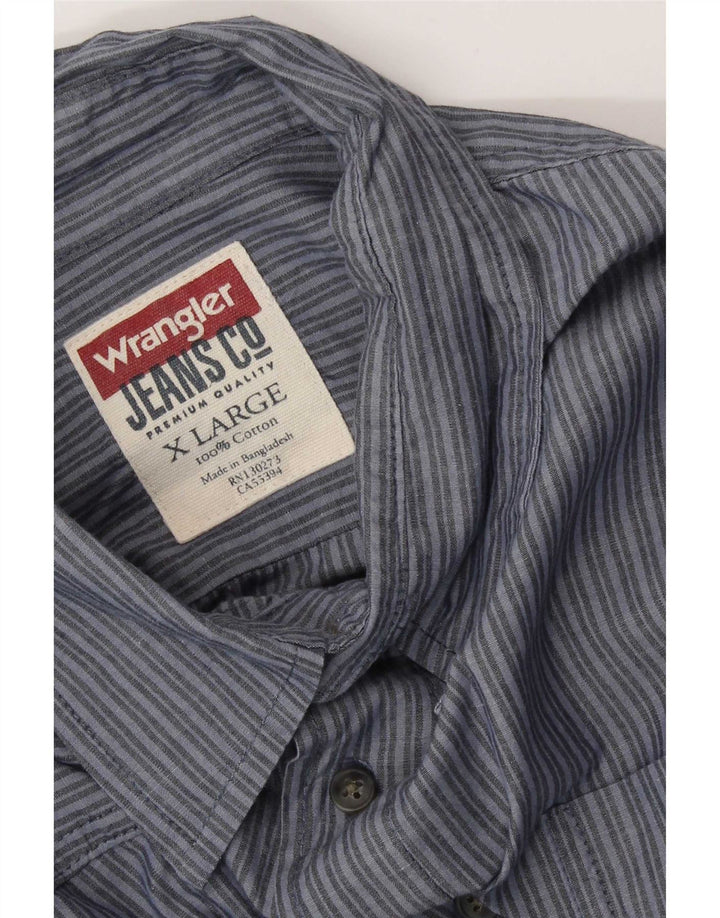 Wrangler Mens Shirt XL Blue Striped Cotton