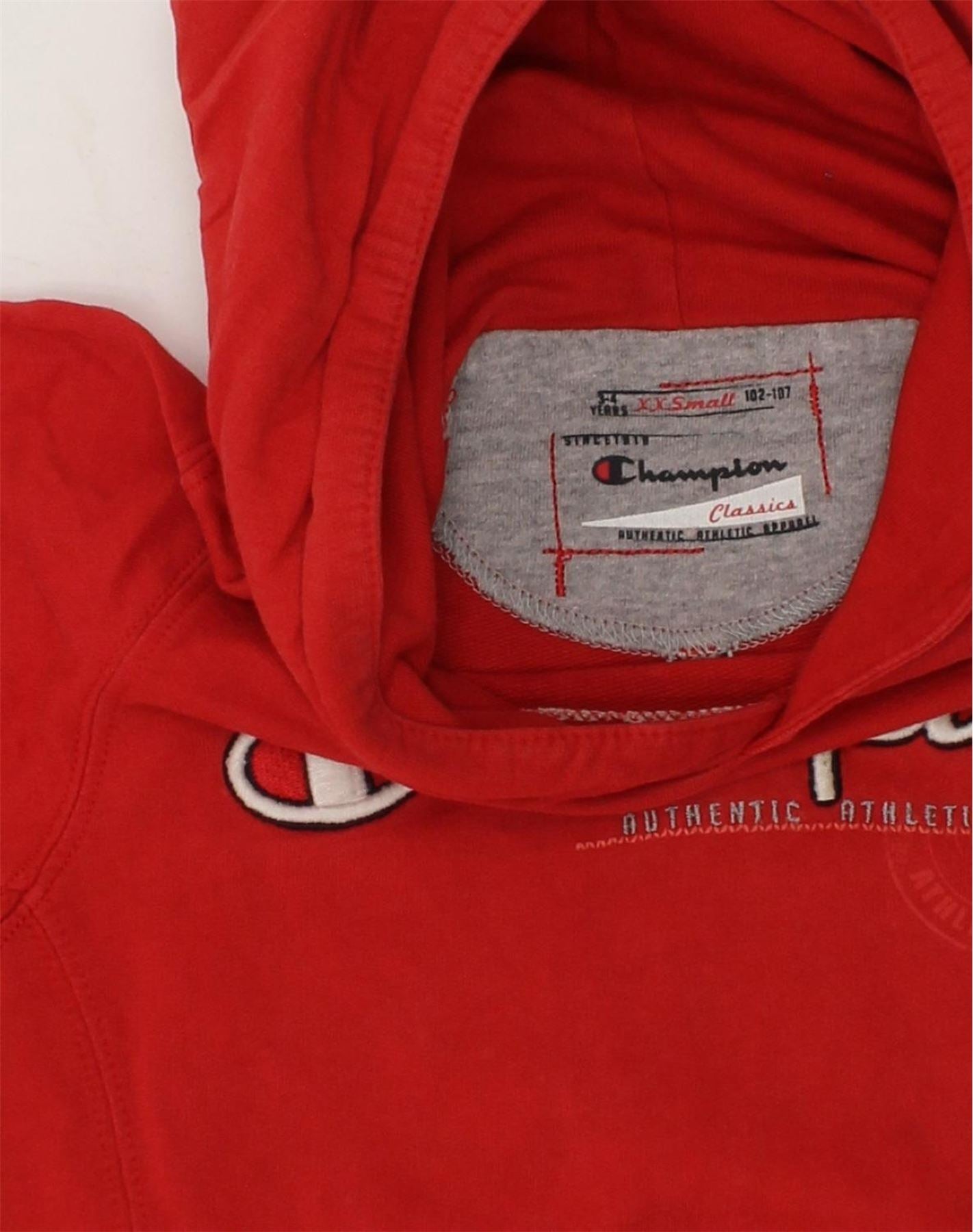 CHAMPION Boys Classic Graphic Hoodie Jumper 3-4 Years 2XS Red, Vintage &  Second-Hand Clothing Online