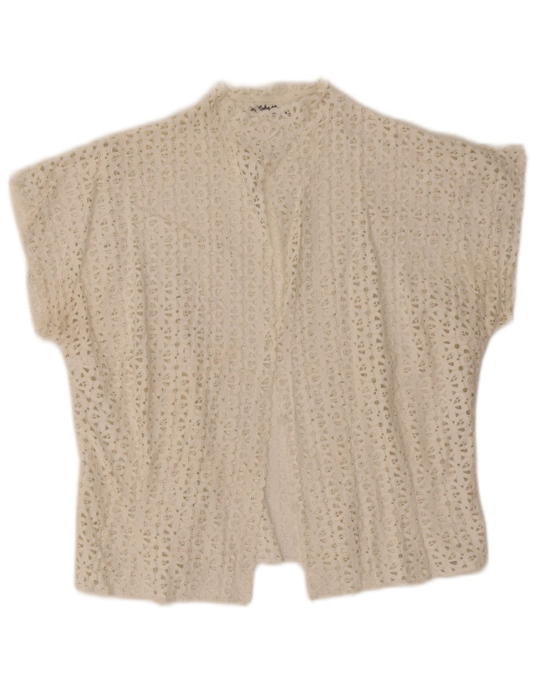 Vintage Womens See Through Short Sleeve Cardigan Top IT 44 Medium White