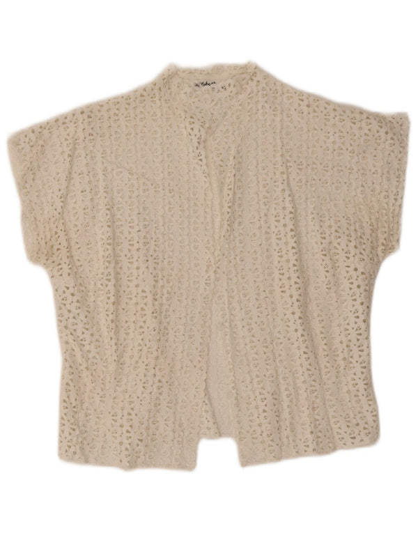 Vintage Womens See Through Short Sleeve Cardigan Top IT 44 Medium White