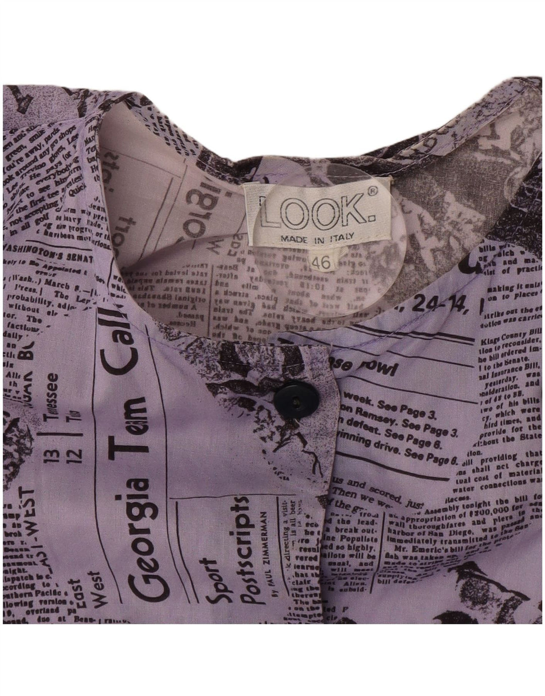 Vintage Womens Graphic Short Sleeve Shirt Blouse IT 46 Large Lilac