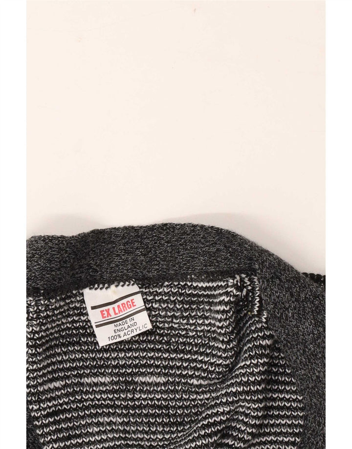 Vintage Mens Cardigan Sweater XL Grey Geometric Acrylic