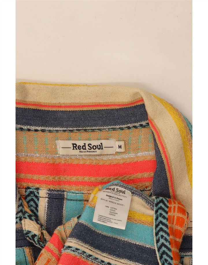 VINTAGE Womens Utility Jacket UK 12 Medium Multicoloured Striped Cotton