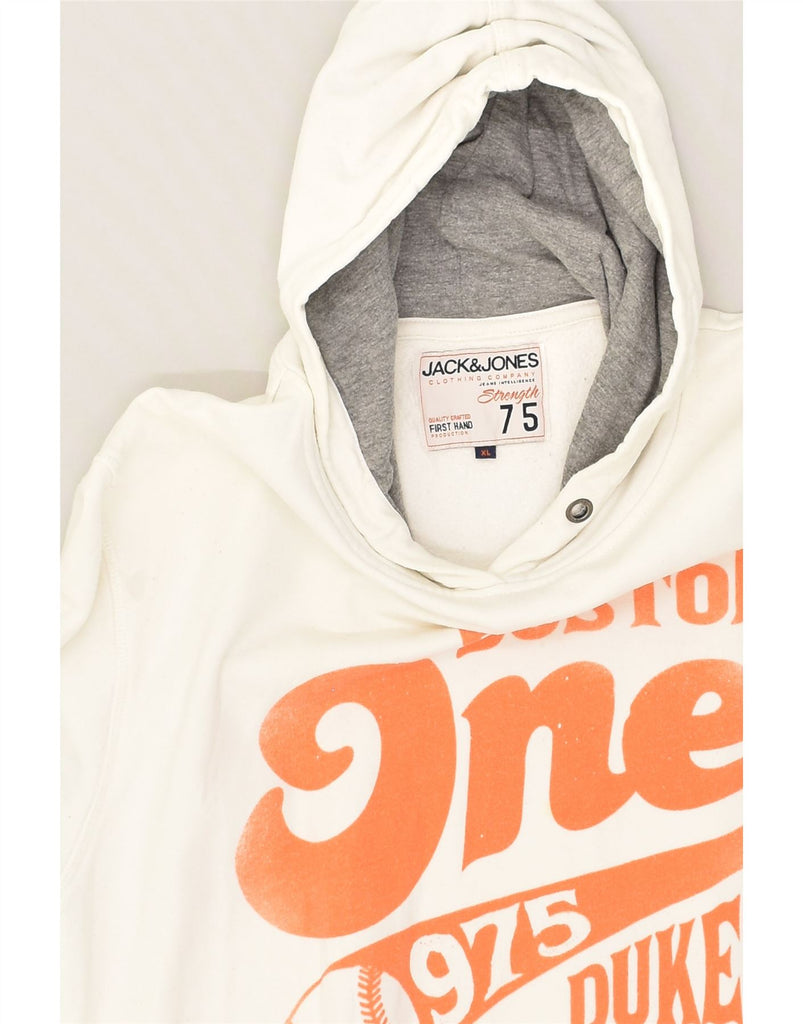 JACK & JONES Mens Graphic Hoodie Jumper XL White Cotton | Vintage Jack & Jones | Thrift | Second-Hand Jack & Jones | Used Clothing | Messina Hembry 