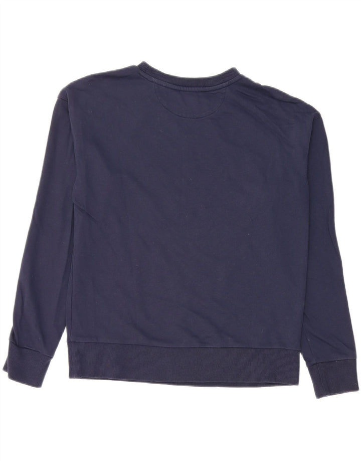 Hugo Boss Womens Graphic Oversized Sweatshirt Jumper UK 10 Small Navy Blue