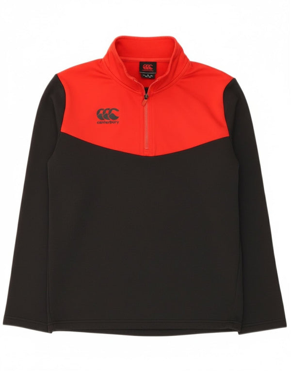 Canterbury Boys Zip Neck Sweatshirt Jumper 13-14 Years Black Colourblock