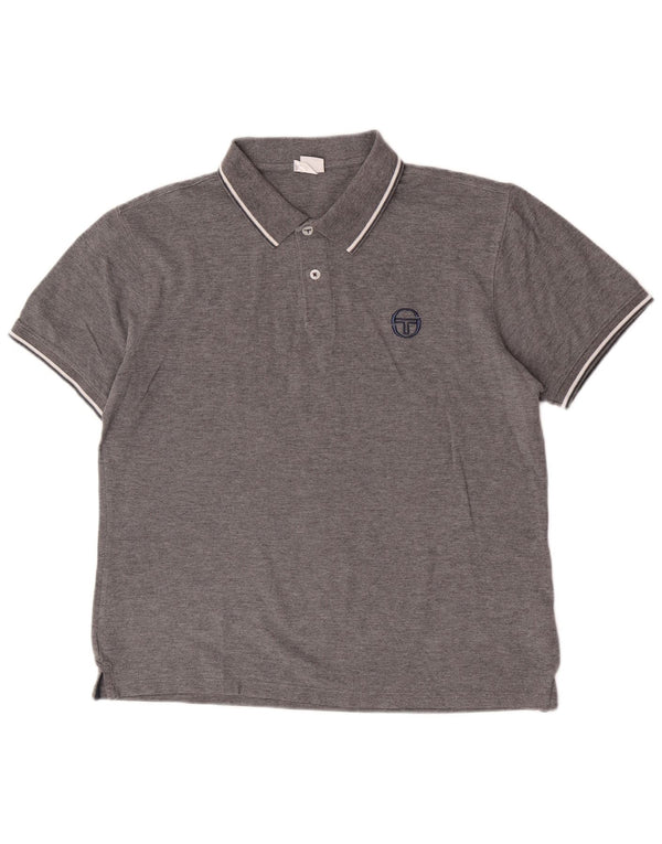 Sergio Tacchini Mens Slim Fit Polo Shirt Large Grey Cotton