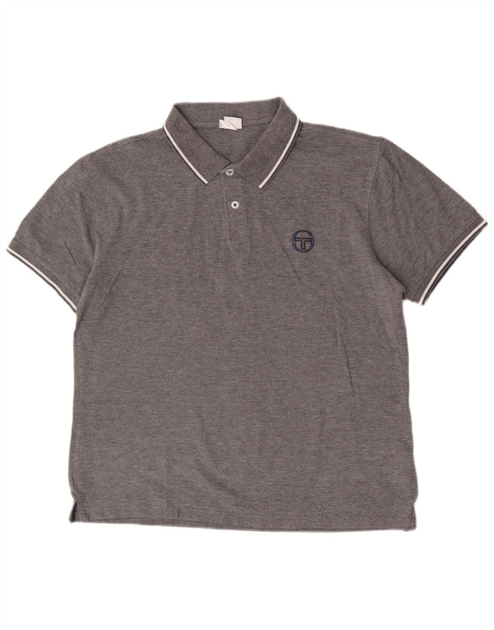 Sergio Tacchini Mens Slim Fit Polo Shirt Large Grey Cotton