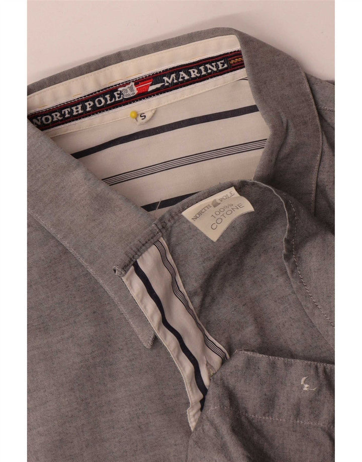 North Pole Mens Short Sleeve Shirt Small Grey Cotton
