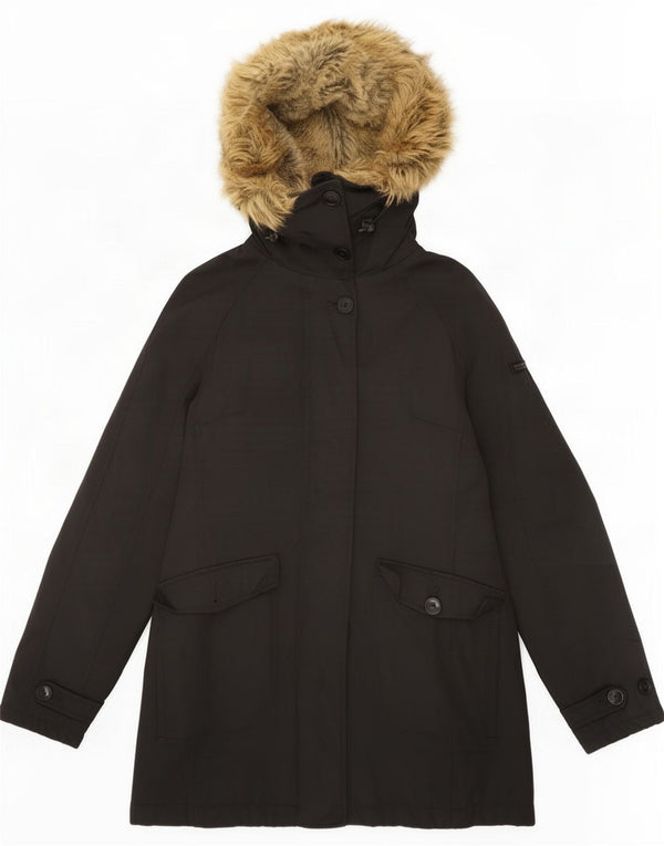 Woolrich Womens Hooded Padded Coat UK 10 Small Black Nylon