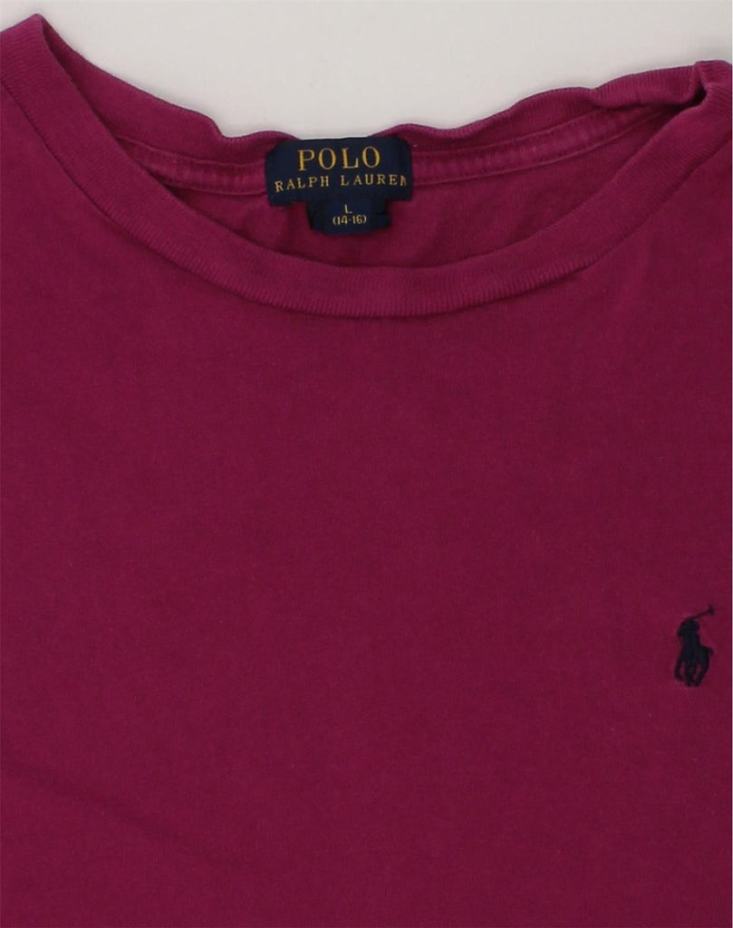 POLO RALPH LAUREN Girls T-Shirt Top 14-15 Years Large Burgundy Cotton | Vintage Polo Ralph Lauren | Thrift | Second-Hand Polo Ralph Lauren | Used Clothing | Messina Hembry 