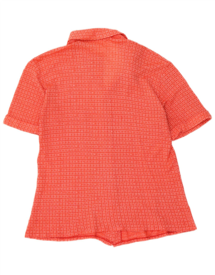 Vintage Womens Short Sleeve Shirt Blouse UK 14 Medium Red Geometric
